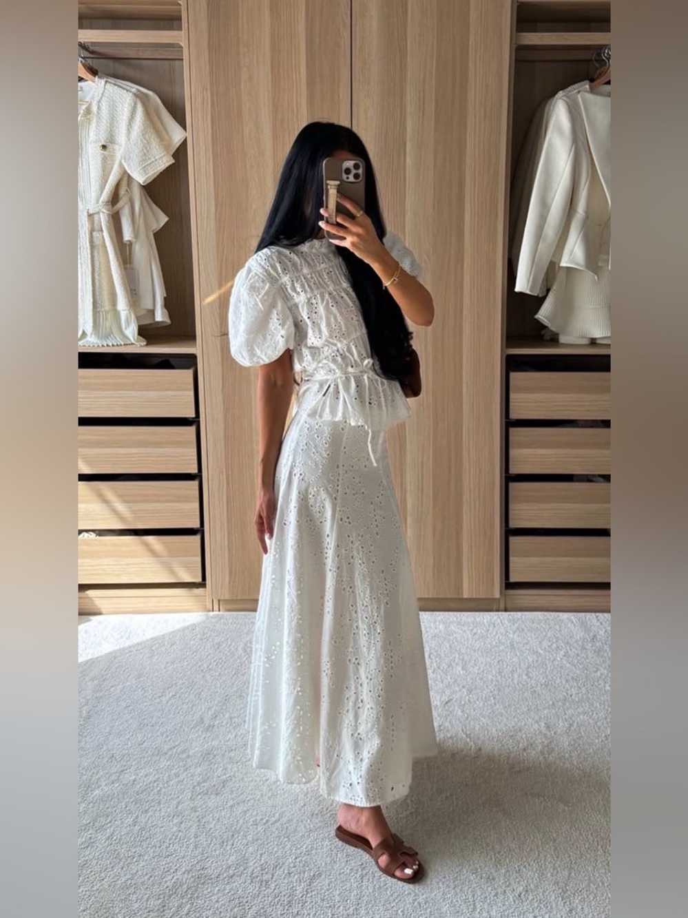 🔥🔥Zara Elegant White Eyelet Maxi skirt